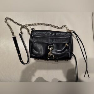 Rebecca Minkoff Mini M.A.C Crossbody Black Leather Bag 100% Authentic
